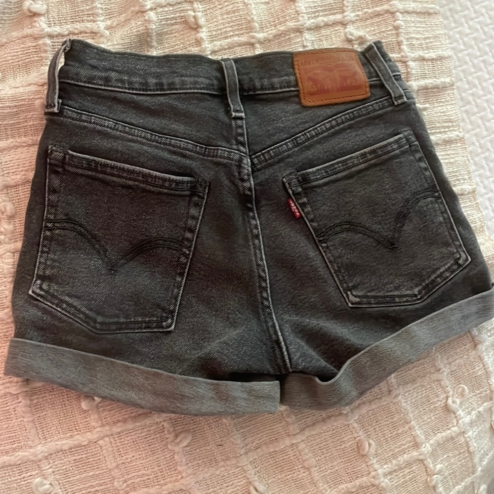 Levi’s 501 High Waisted Black Denim Shorts